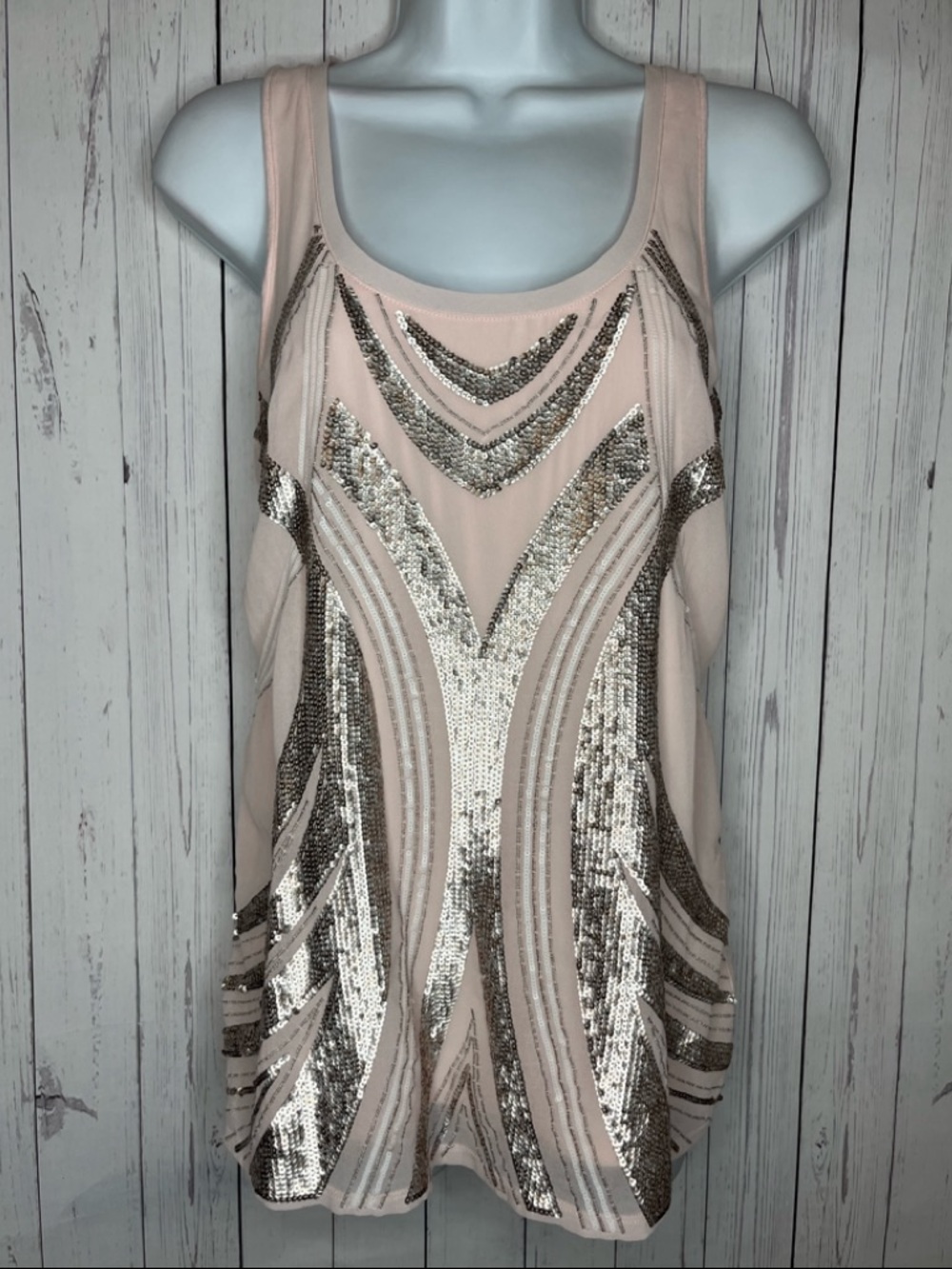 Express Women’s Light Pink Tank Top with Sequin Design Size Small